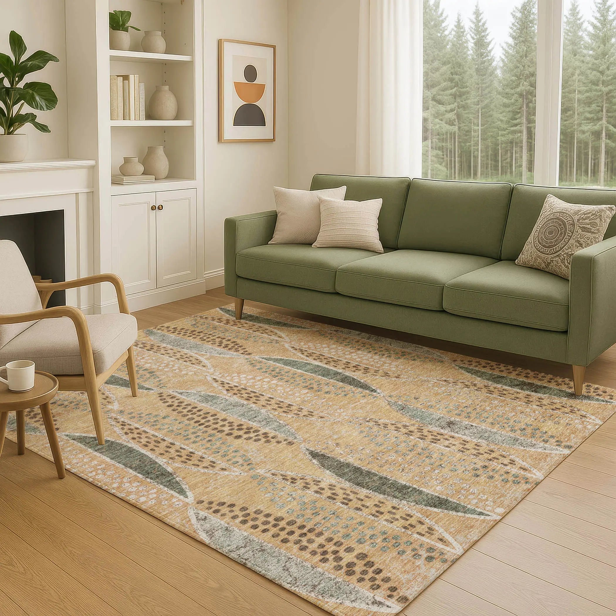 8' X 10' Copper And Beige Geometric Washable Indoor Outdoor Area Rug Homeroots Outdoor