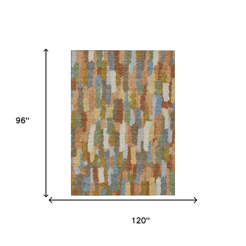 8' X 10' Copper And Chocolate Striped Washable Indoor Outdoor Area Rug Homeroots Outdoor