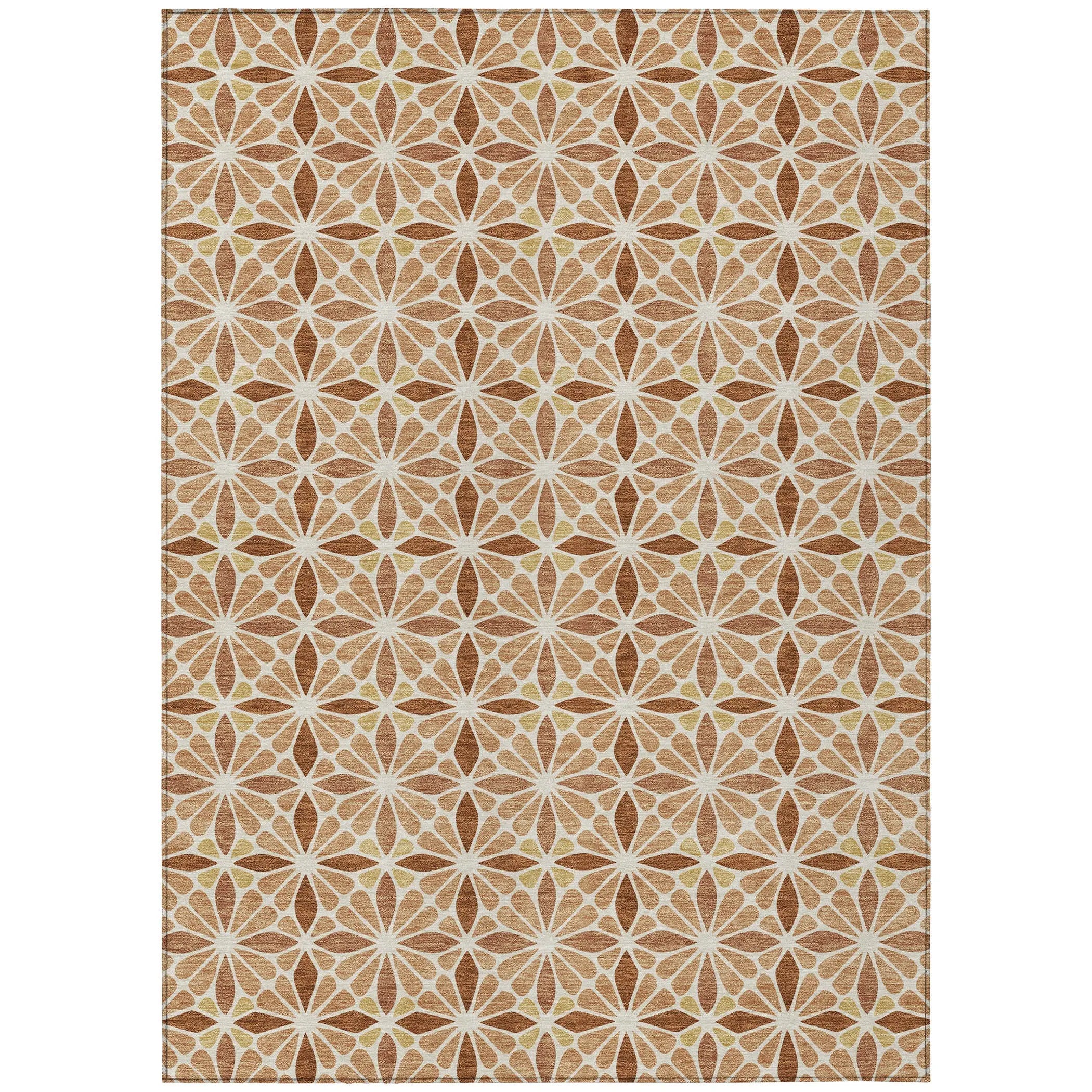8' X 10' Copper And Gold Geometric Washable Indoor Outdoor Area Rug Homeroots Outdoor
