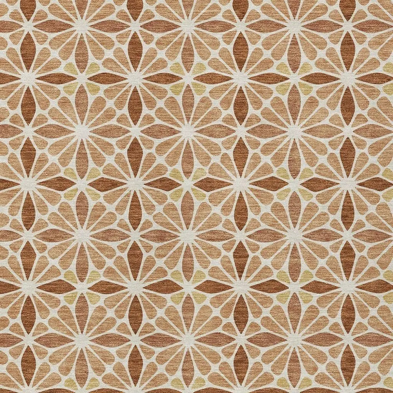 8' X 10' Copper And Gold Geometric Washable Indoor Outdoor Area Rug Homeroots Outdoor