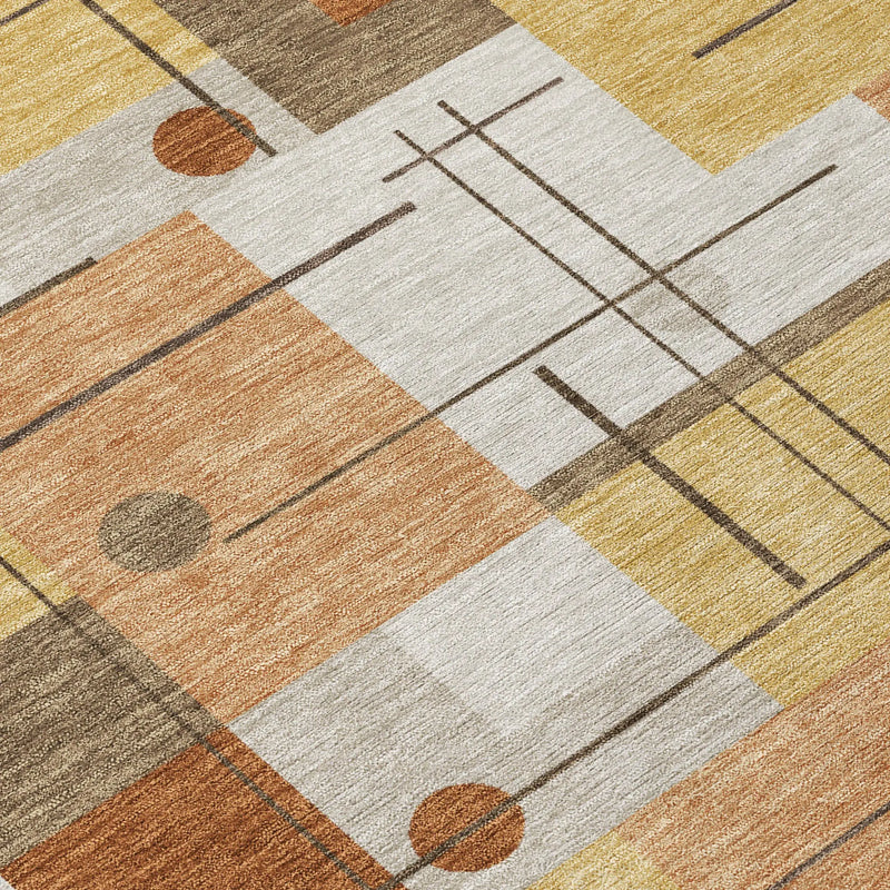 8' X 10' Copper And Graphite Geometric Washable Indoor Outdoor Area Rug Homeroots Outdoor