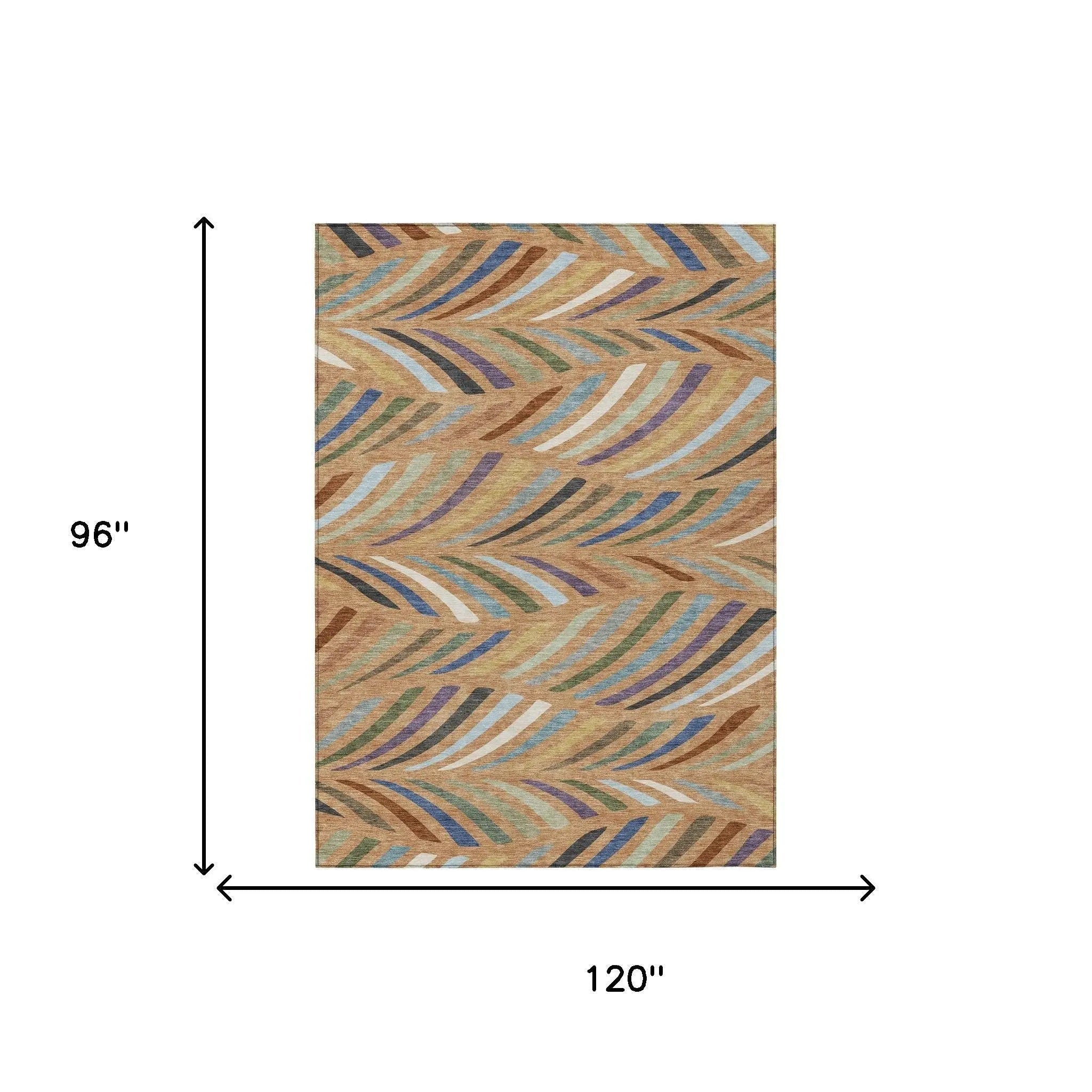 8' X 10' Copper And Green Abstract Washable Indoor Outdoor Area Rug Homeroots Outdoor