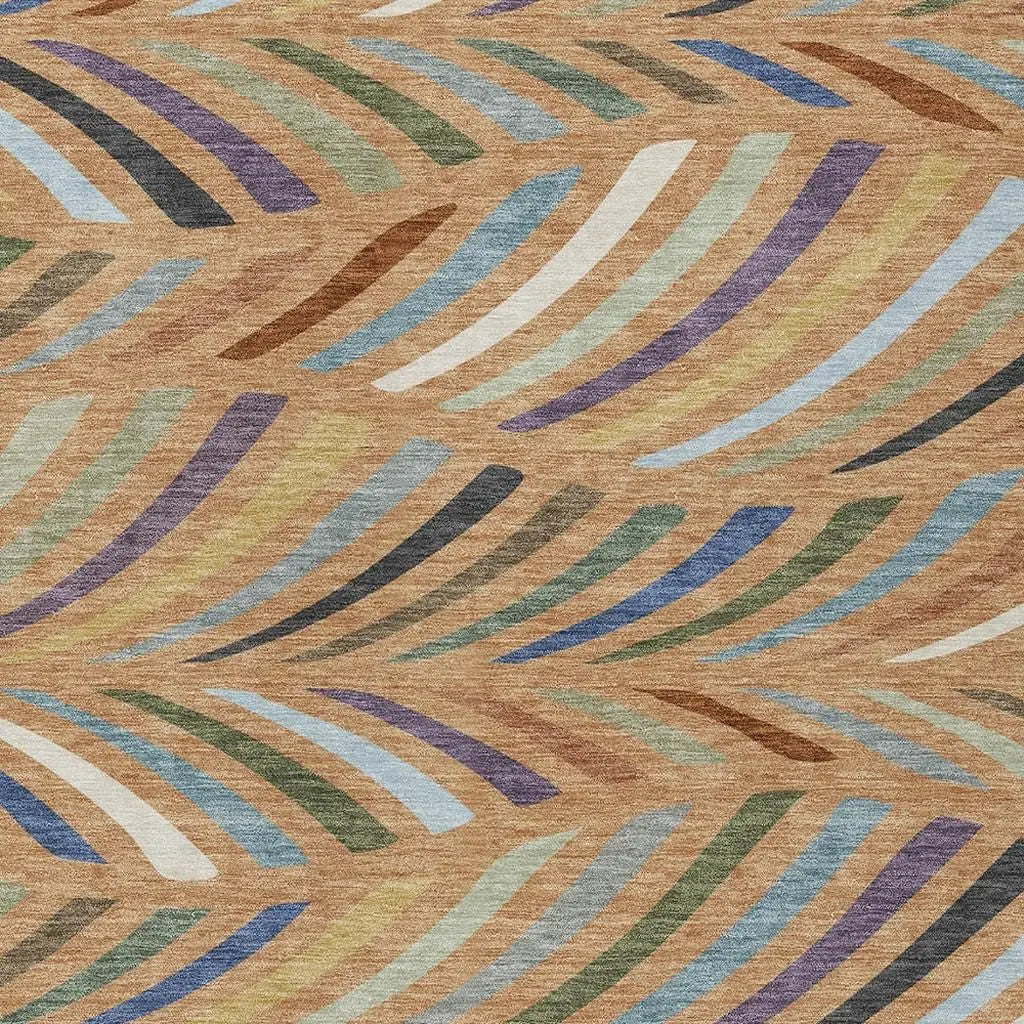 8' X 10' Copper And Green Abstract Washable Indoor Outdoor Area Rug Homeroots Outdoor