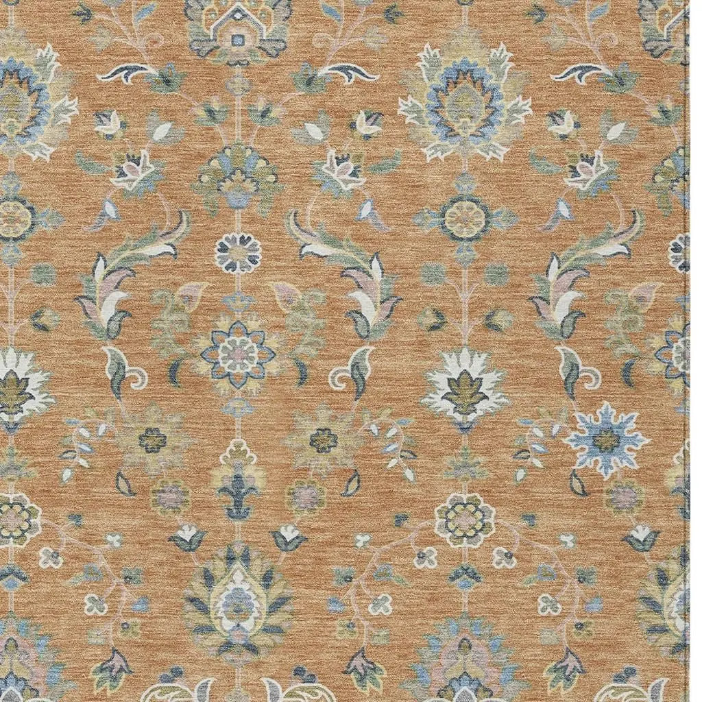 8' X 10' Copper And Green Abstract Washable Indoor Outdoor Area Rug Homeroots Outdoor