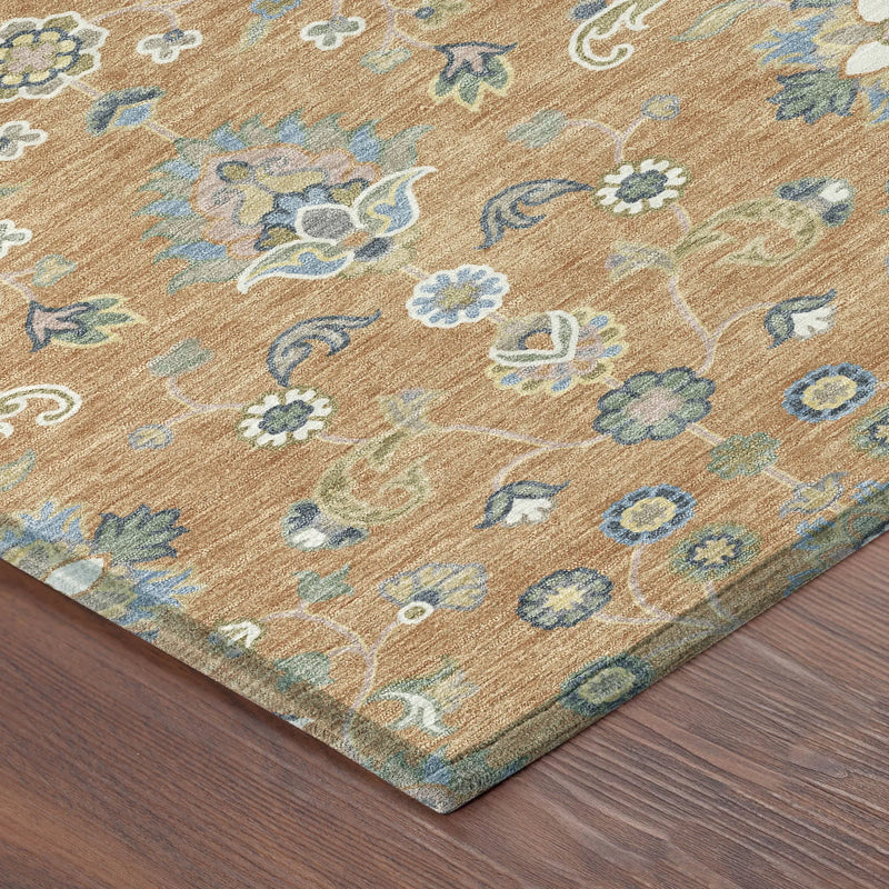 8' X 10' Copper And Green Abstract Washable Indoor Outdoor Area Rug Homeroots Outdoor