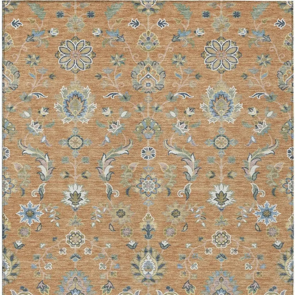 8' X 10' Copper And Green Abstract Washable Indoor Outdoor Area Rug Homeroots Outdoor