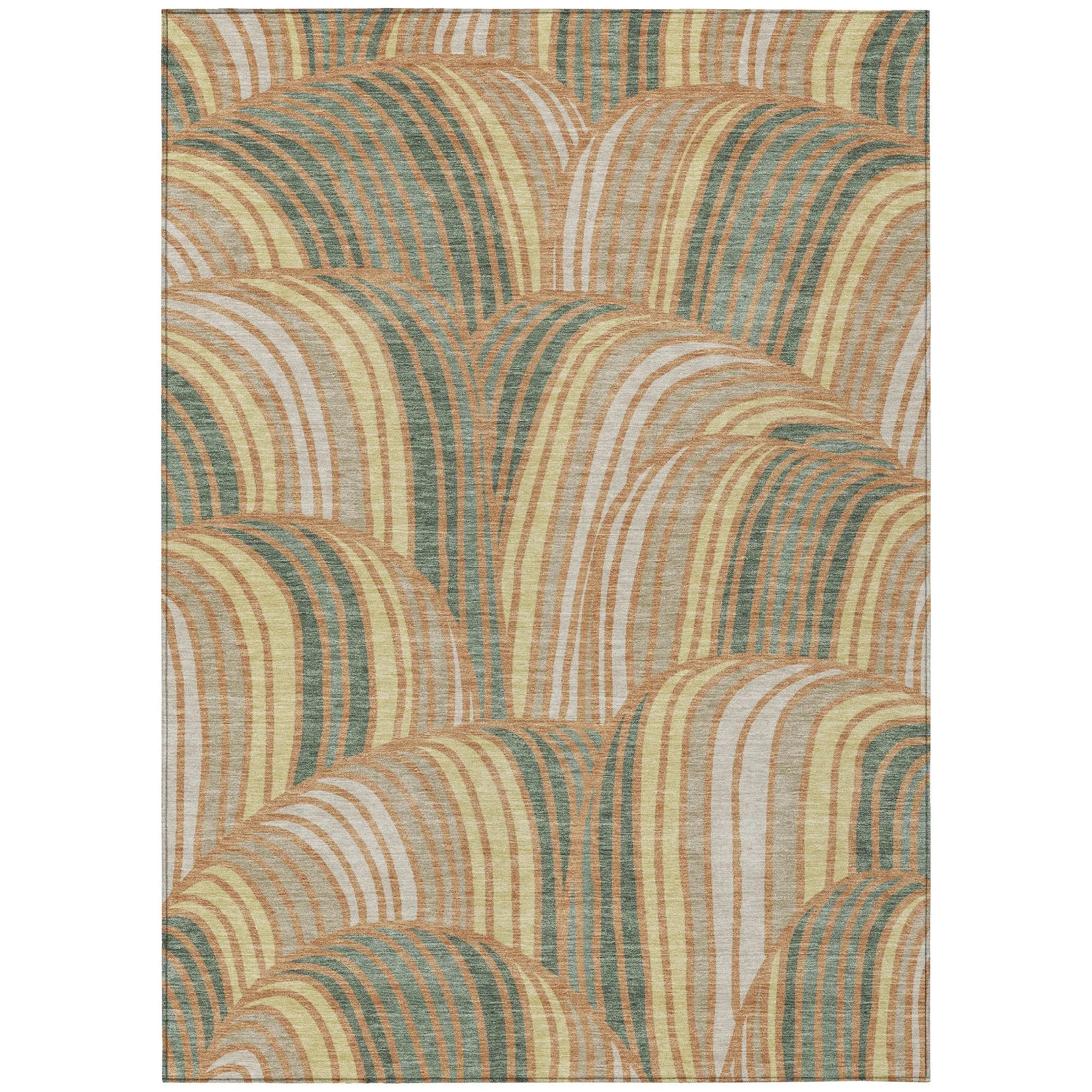 8' X 10' Copper And Green Abstract Washable Indoor Outdoor Area Rug Homeroots Outdoor