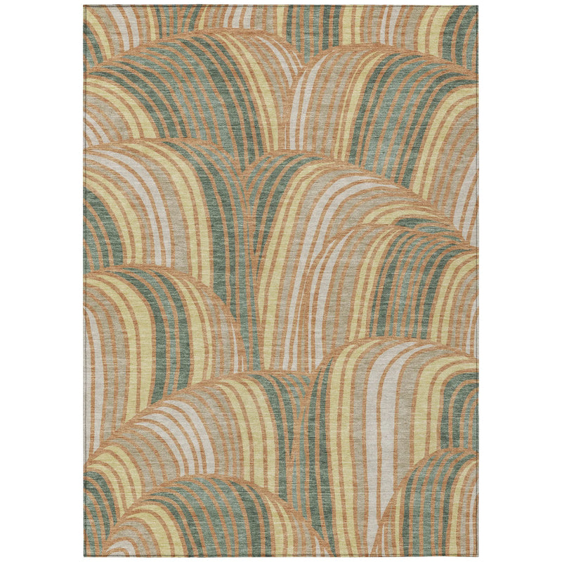 8' X 10' Copper And Green Abstract Washable Indoor Outdoor Area Rug Homeroots Outdoor