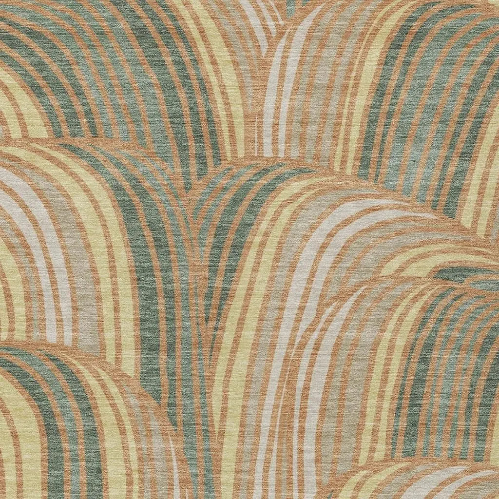 8' X 10' Copper And Green Abstract Washable Indoor Outdoor Area Rug Homeroots Outdoor