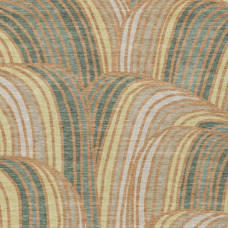 8' X 10' Copper And Green Abstract Washable Indoor Outdoor Area Rug Homeroots Outdoor