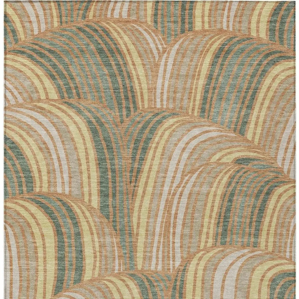 8' X 10' Copper And Green Abstract Washable Indoor Outdoor Area Rug Homeroots Outdoor