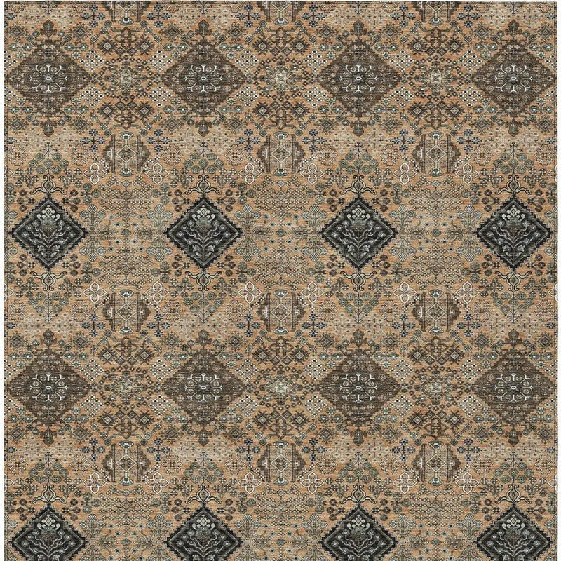 8' X 10' Copper And Green Geometric Washable Indoor Outdoor Area Rug Homeroots Outdoor