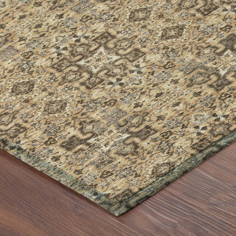 8' X 10' Copper And Green Oriental Washable Indoor Outdoor Area Rug Homeroots Outdoor