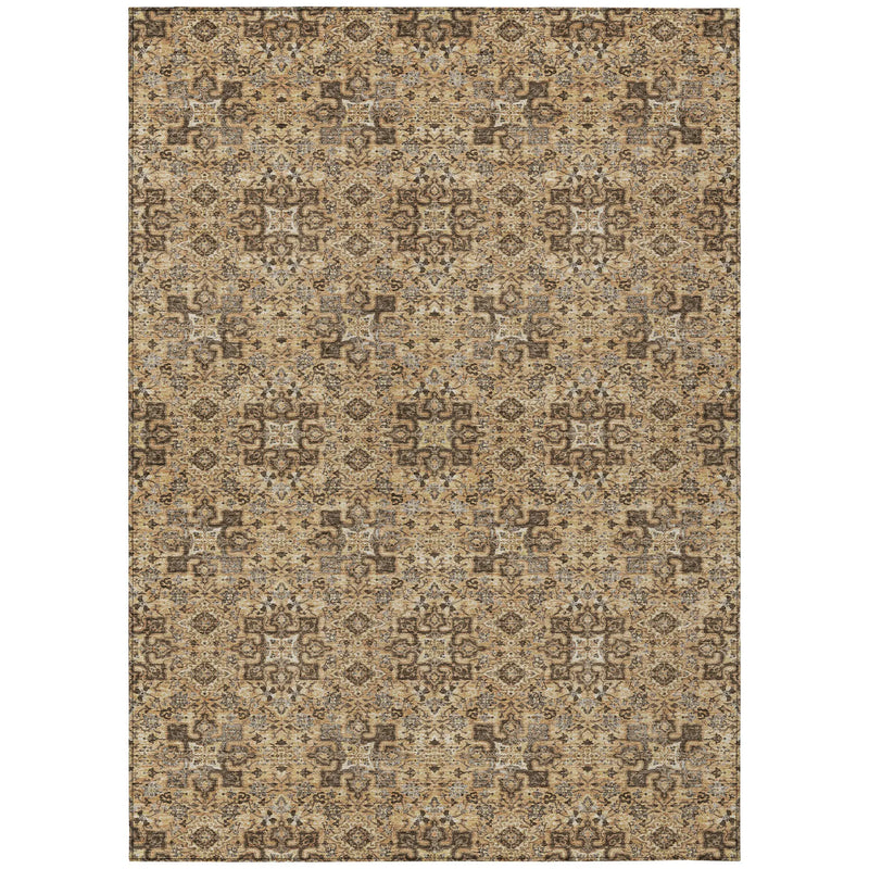 8' X 10' Copper And Green Oriental Washable Indoor Outdoor Area Rug Homeroots Outdoor