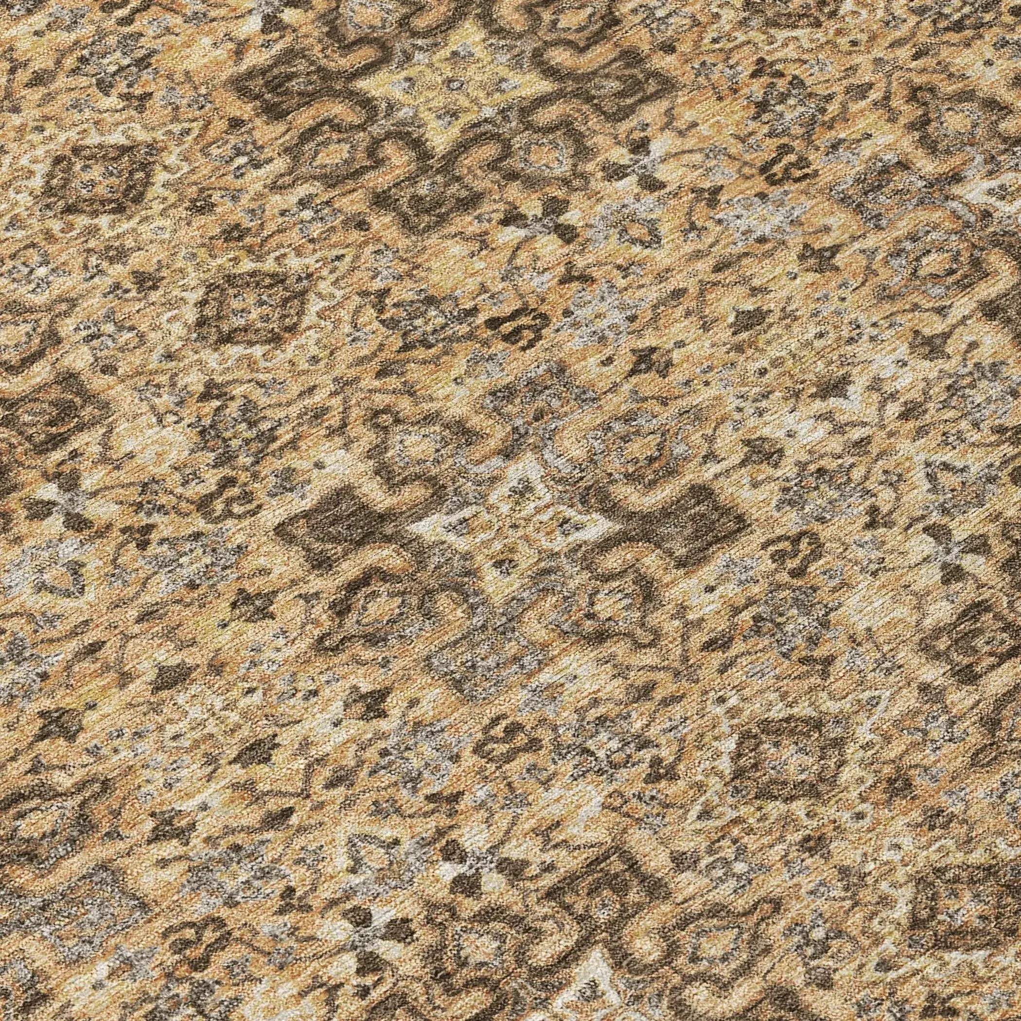 8' X 10' Copper And Green Oriental Washable Indoor Outdoor Area Rug Homeroots Outdoor