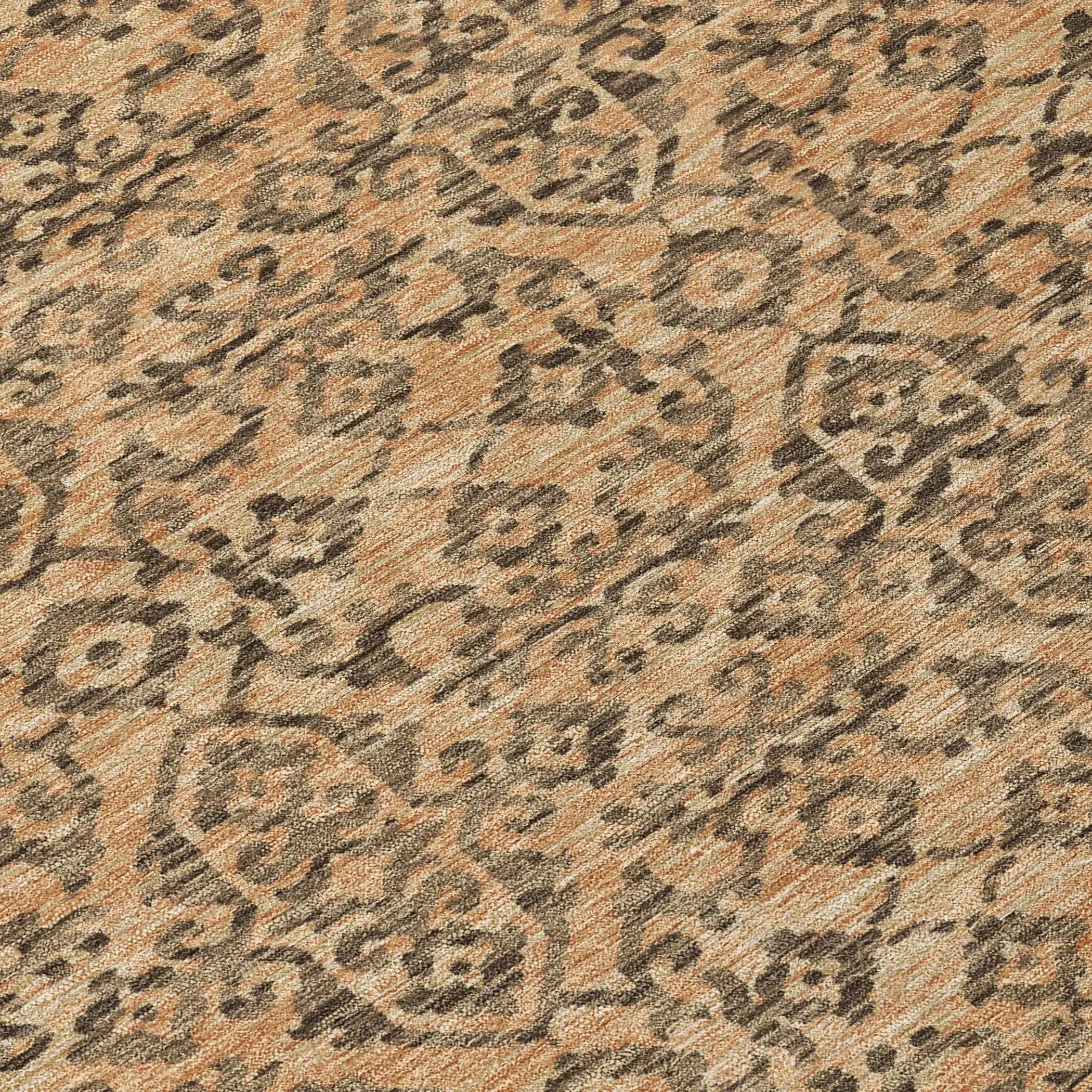 8' X 10' Copper And Green Oriental Washable Indoor Outdoor Area Rug Homeroots Outdoor