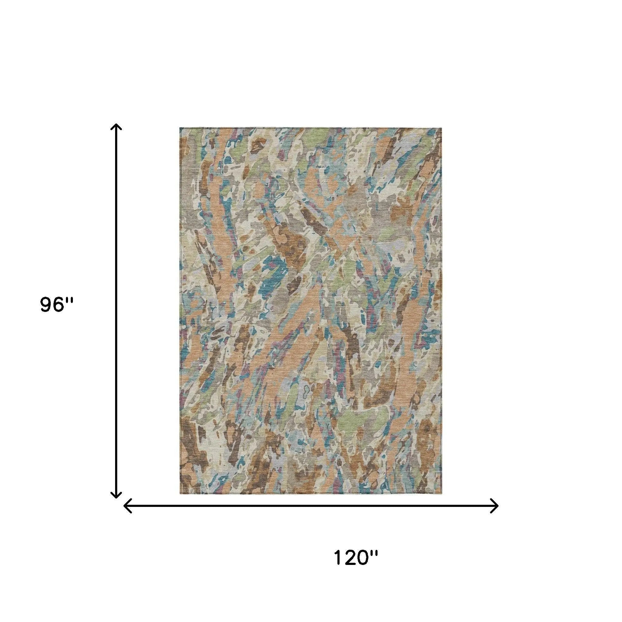 8' X 10' Copper And Ivory Abstract Washable Indoor Outdoor Area Rug Homeroots Outdoor
