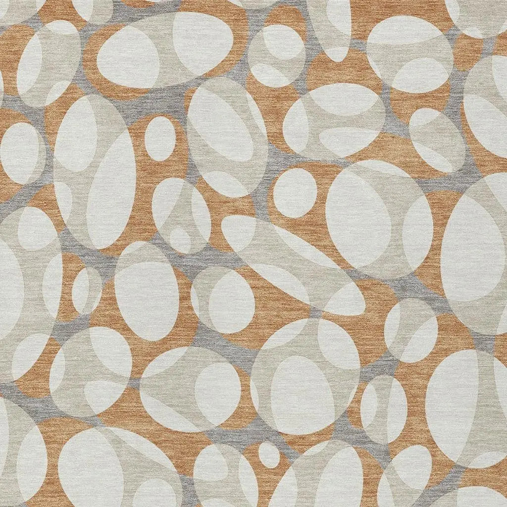 8' X 10' Copper And Ivory Abstract Washable Indoor Outdoor Area Rug Homeroots Outdoor