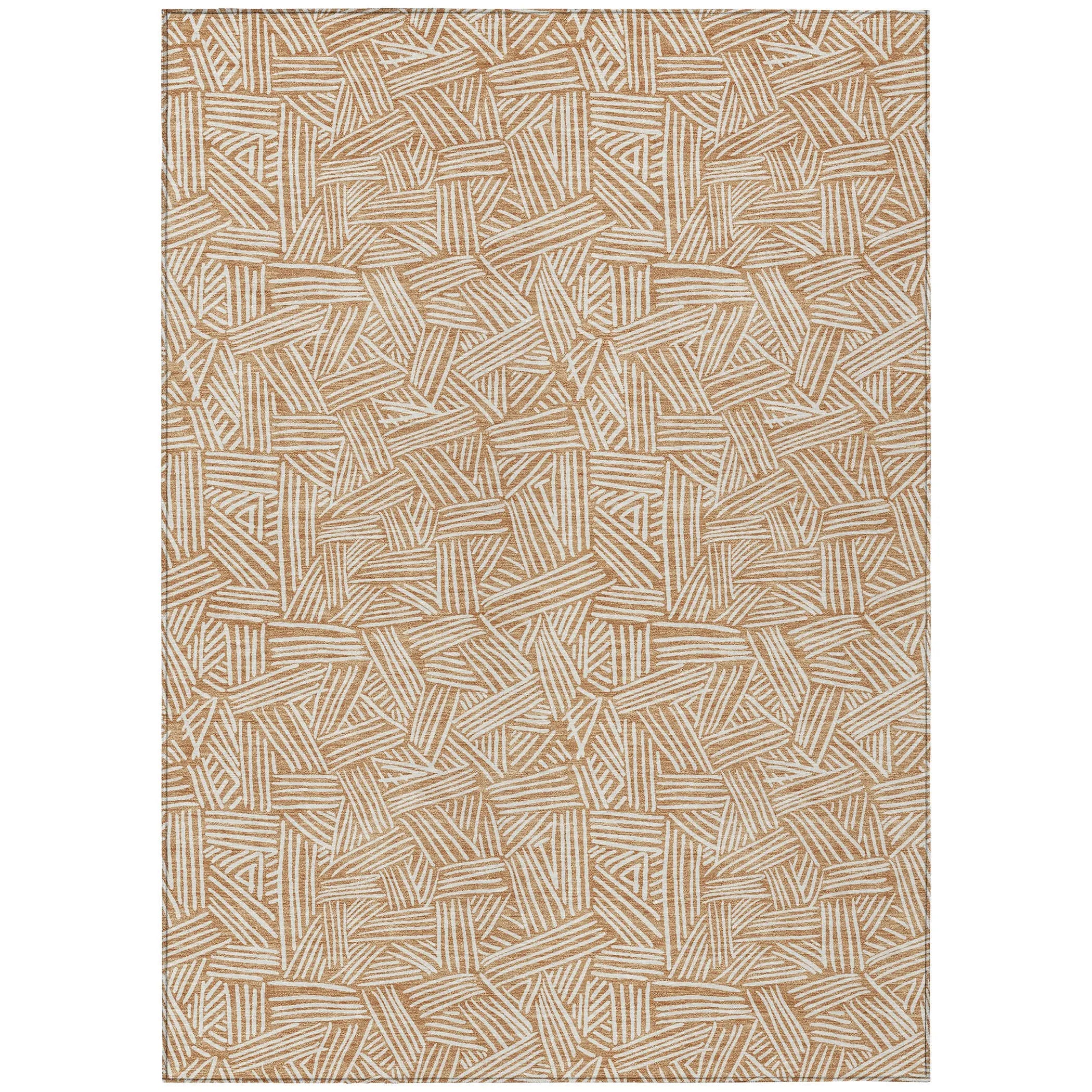 8' X 10' Copper And Ivory Geometric Washable Indoor Outdoor Area Rug Homeroots Outdoor