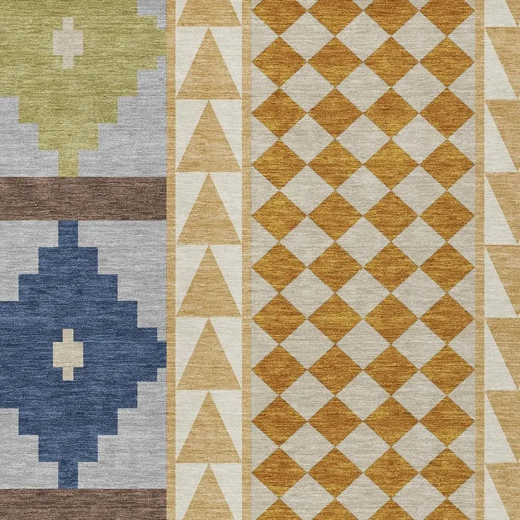 8' X 10' Copper And Ivory Southwestern Washable Indoor Outdoor Area Rug Homeroots Outdoor