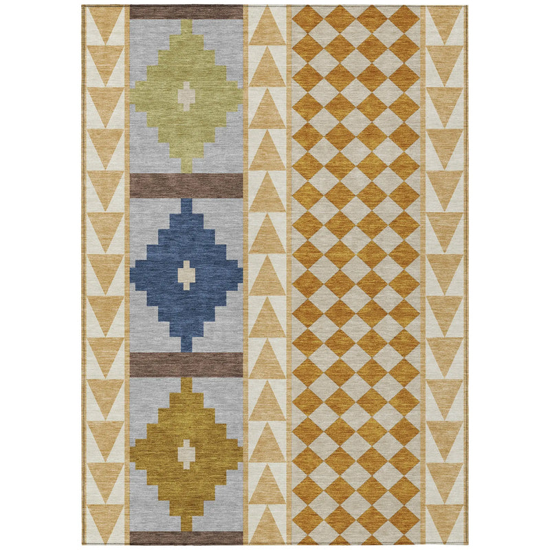 8' X 10' Copper And Ivory Southwestern Washable Indoor Outdoor Area Rug Homeroots Outdoor