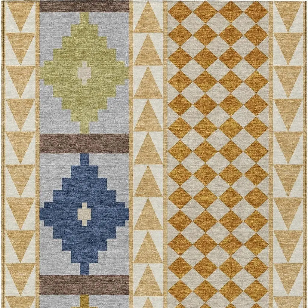 8' X 10' Copper And Ivory Southwestern Washable Indoor Outdoor Area Rug Homeroots Outdoor