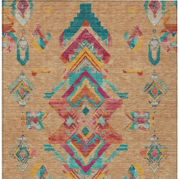 8' X 10' Copper And Ivory Tribal Washable Indoor Outdoor Area Rug Homeroots Outdoor