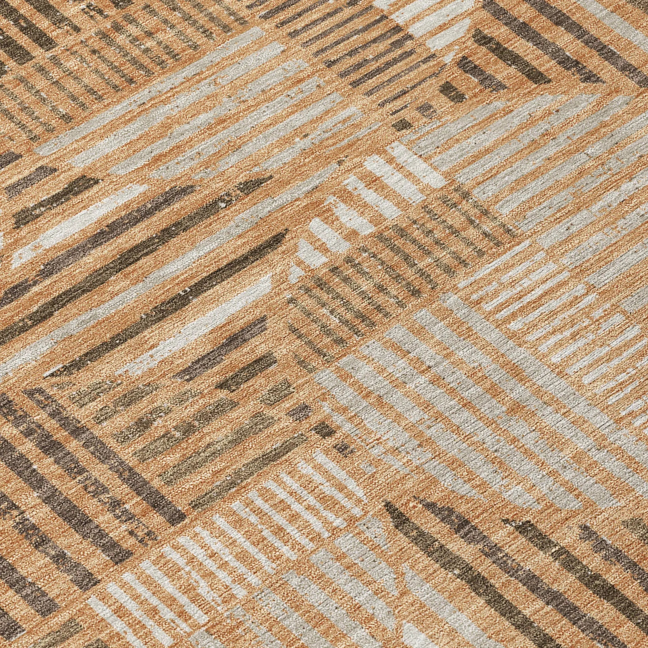 8' X 10' Copper And Khaki Geometric Washable Indoor Outdoor Area Rug Homeroots Outdoor