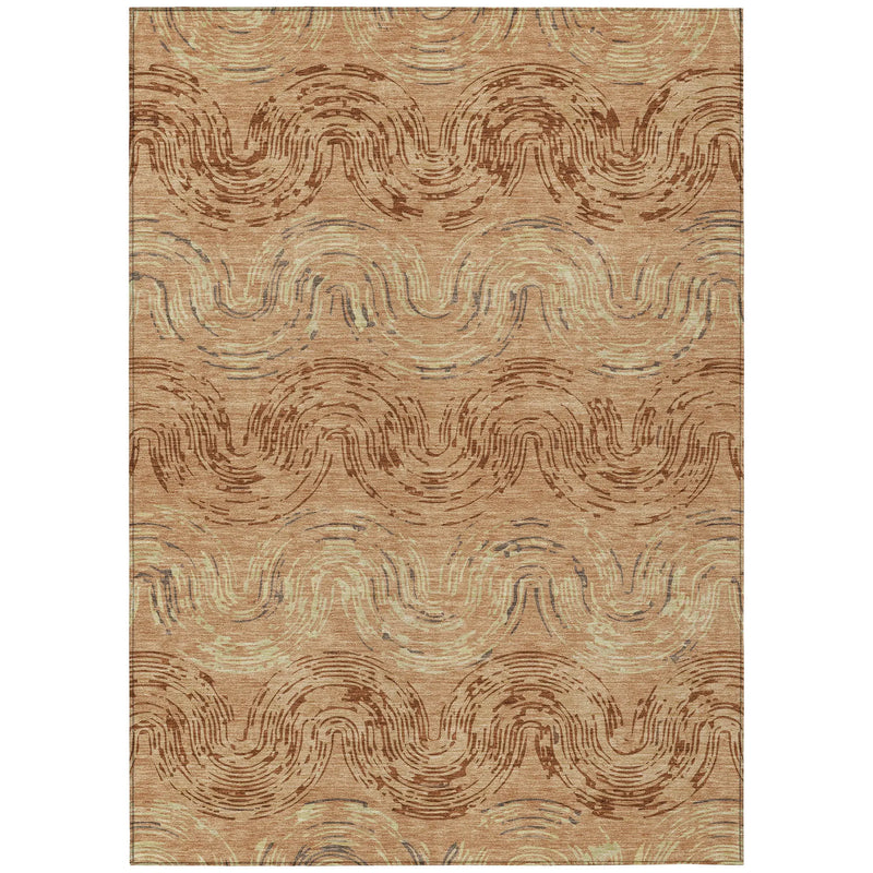 8' X 10' Copper And Orange Abstract Washable Indoor Outdoor Area Rug Homeroots Outdoor