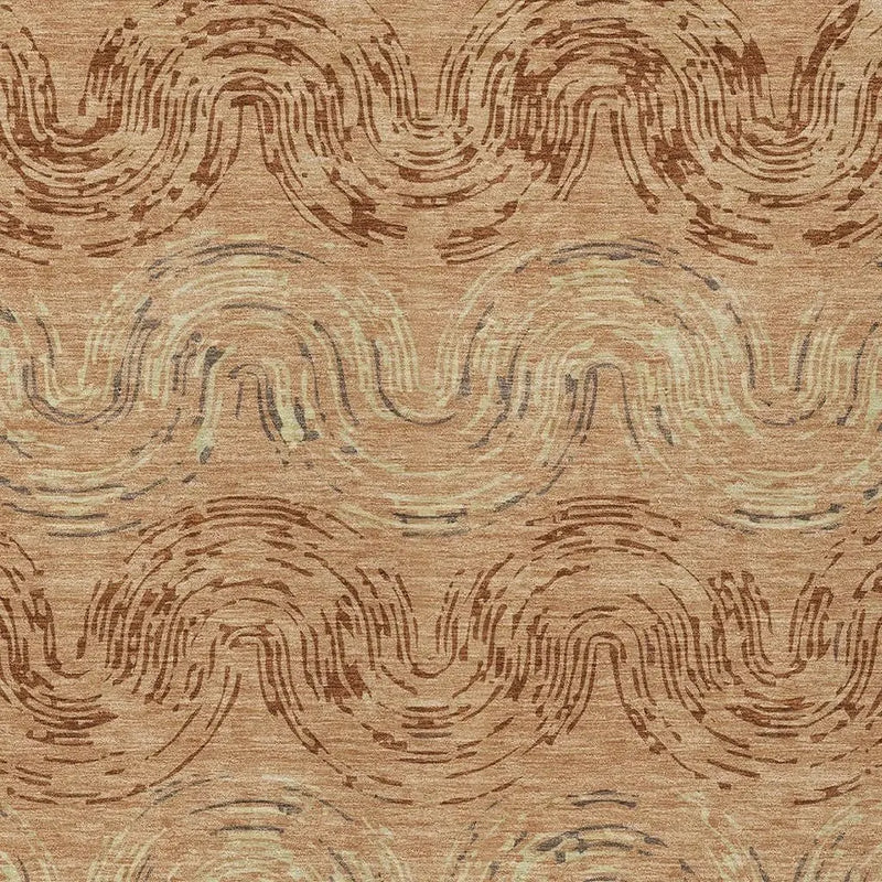 8' X 10' Copper And Orange Abstract Washable Indoor Outdoor Area Rug Homeroots Outdoor