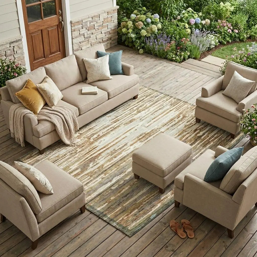 8' X 10' Copper And Orange Abstract Washable Indoor Outdoor Area Rug Homeroots Outdoor