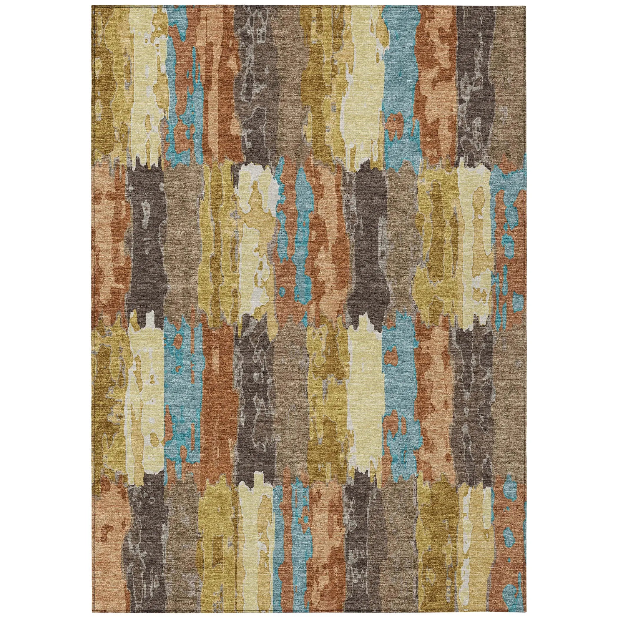 8' X 10' Copper And Orange Abstract Washable Indoor Outdoor Area Rug Homeroots Outdoor