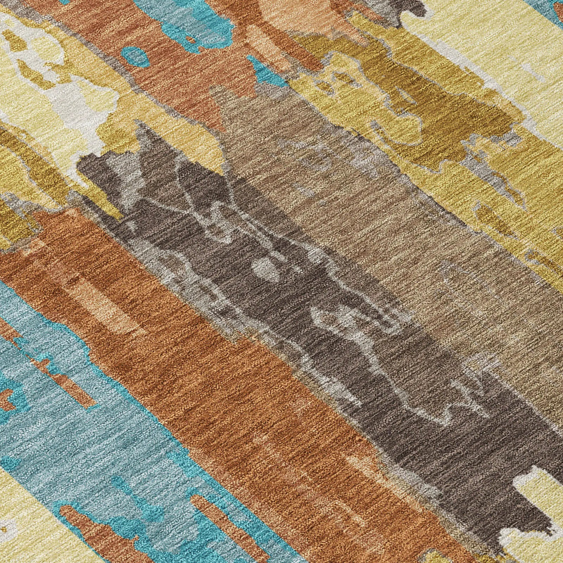 8' X 10' Copper And Orange Abstract Washable Indoor Outdoor Area Rug Homeroots Outdoor