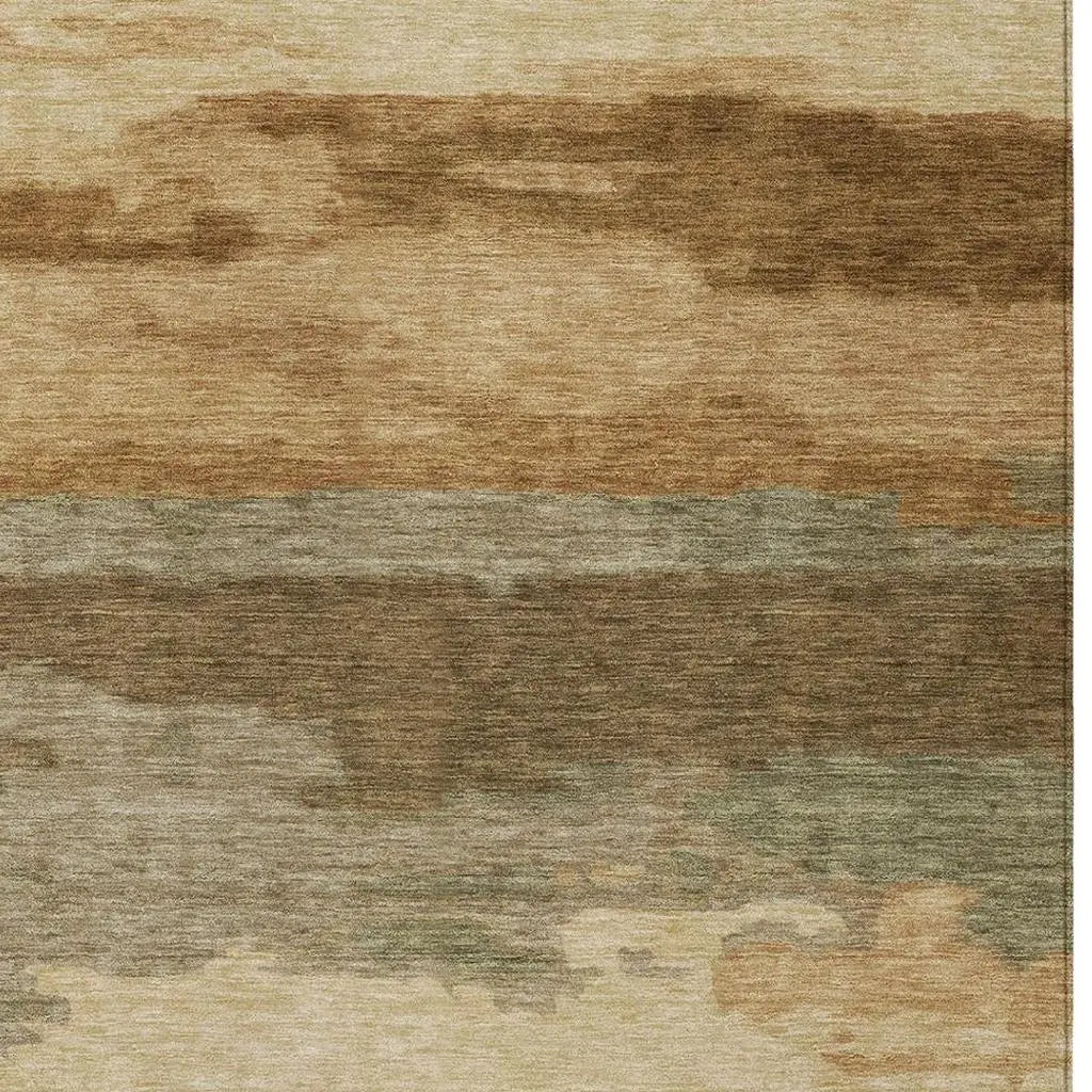 8' X 10' Copper And Orange Abstract Washable Indoor Outdoor Area Rug Homeroots Outdoor