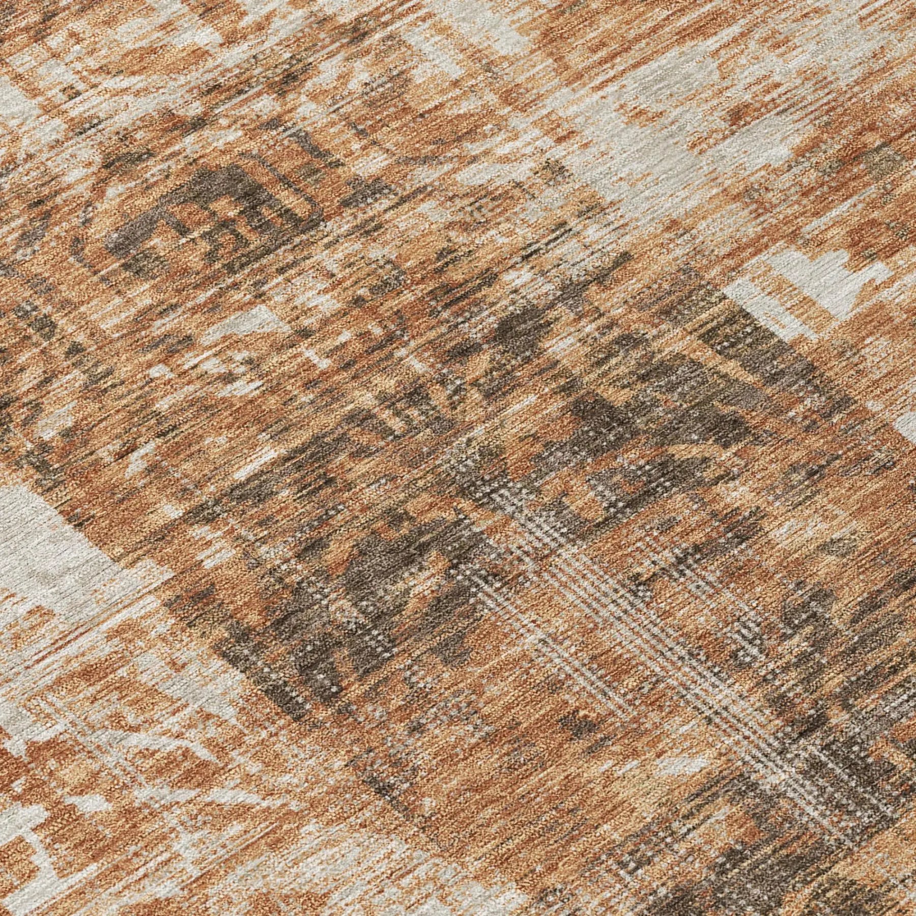 8' X 10' Copper And Orange Abstract Washable Indoor Outdoor Area Rug Homeroots Outdoor