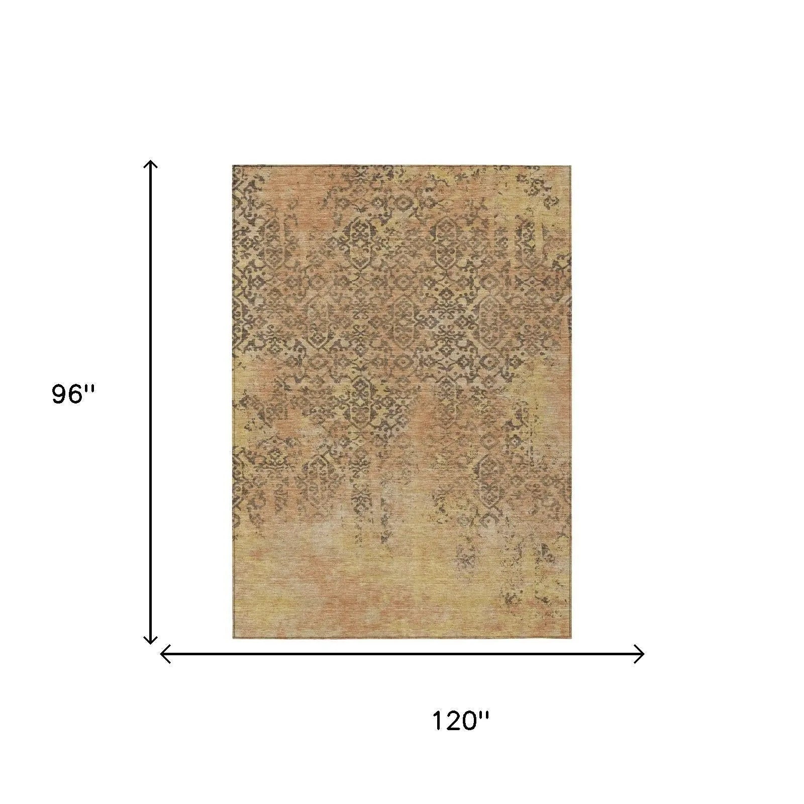 8' X 10' Copper And Orange Abstract Washable Indoor Outdoor Area Rug Homeroots Outdoor