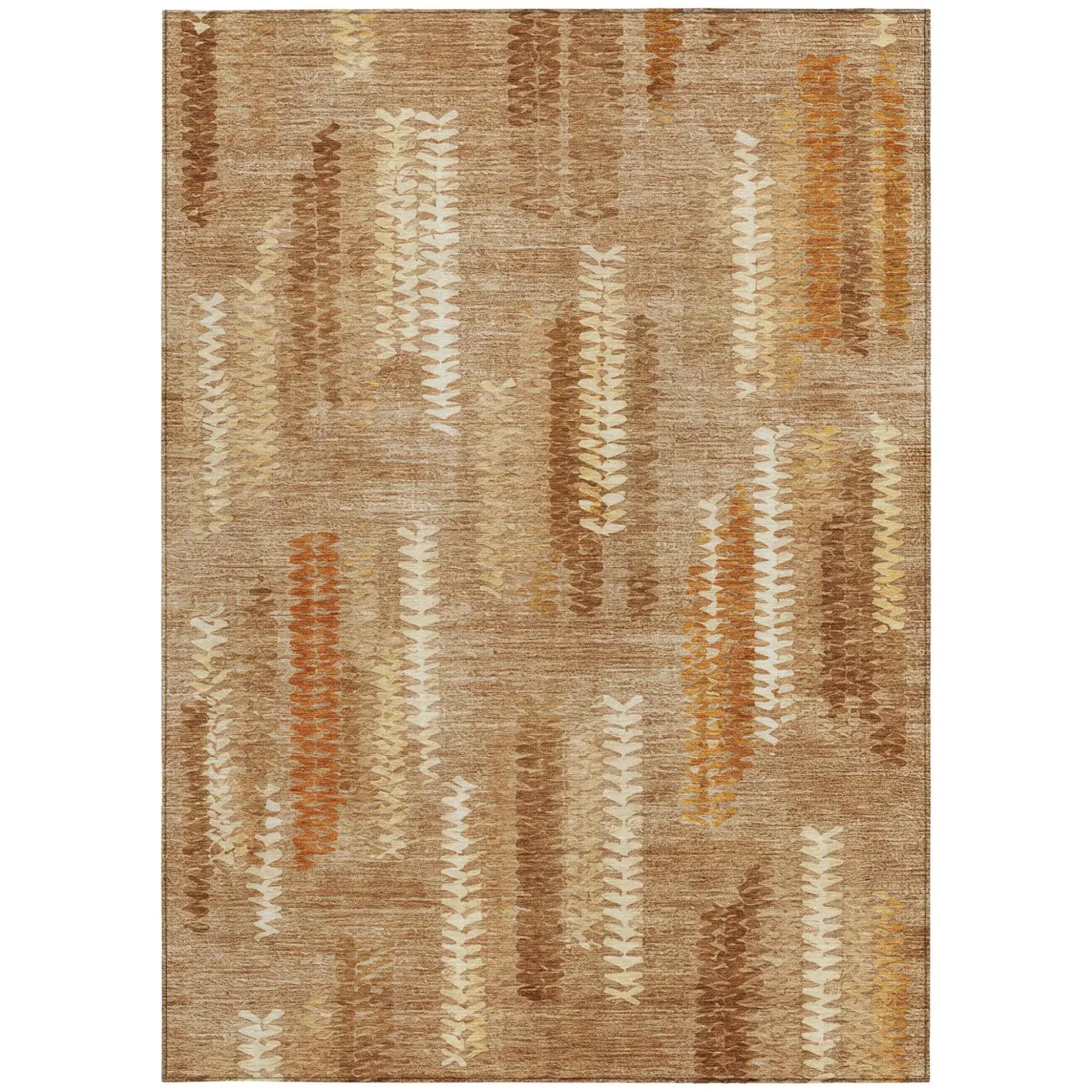 8' X 10' Copper And Orange Abstract Washable Indoor Outdoor Area Rug Homeroots Outdoor