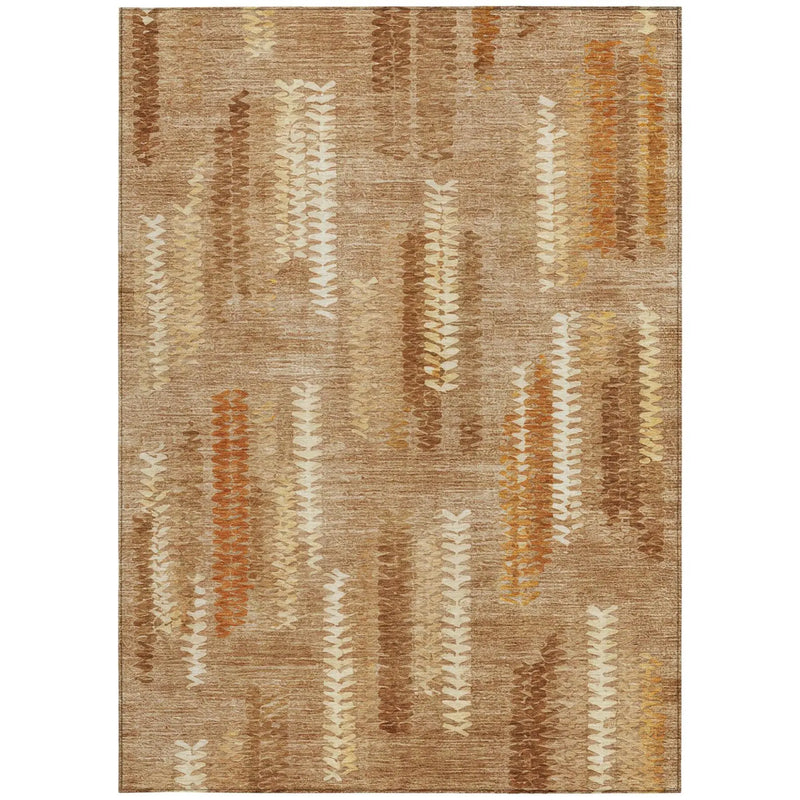8' X 10' Copper And Orange Abstract Washable Indoor Outdoor Area Rug Homeroots Outdoor
