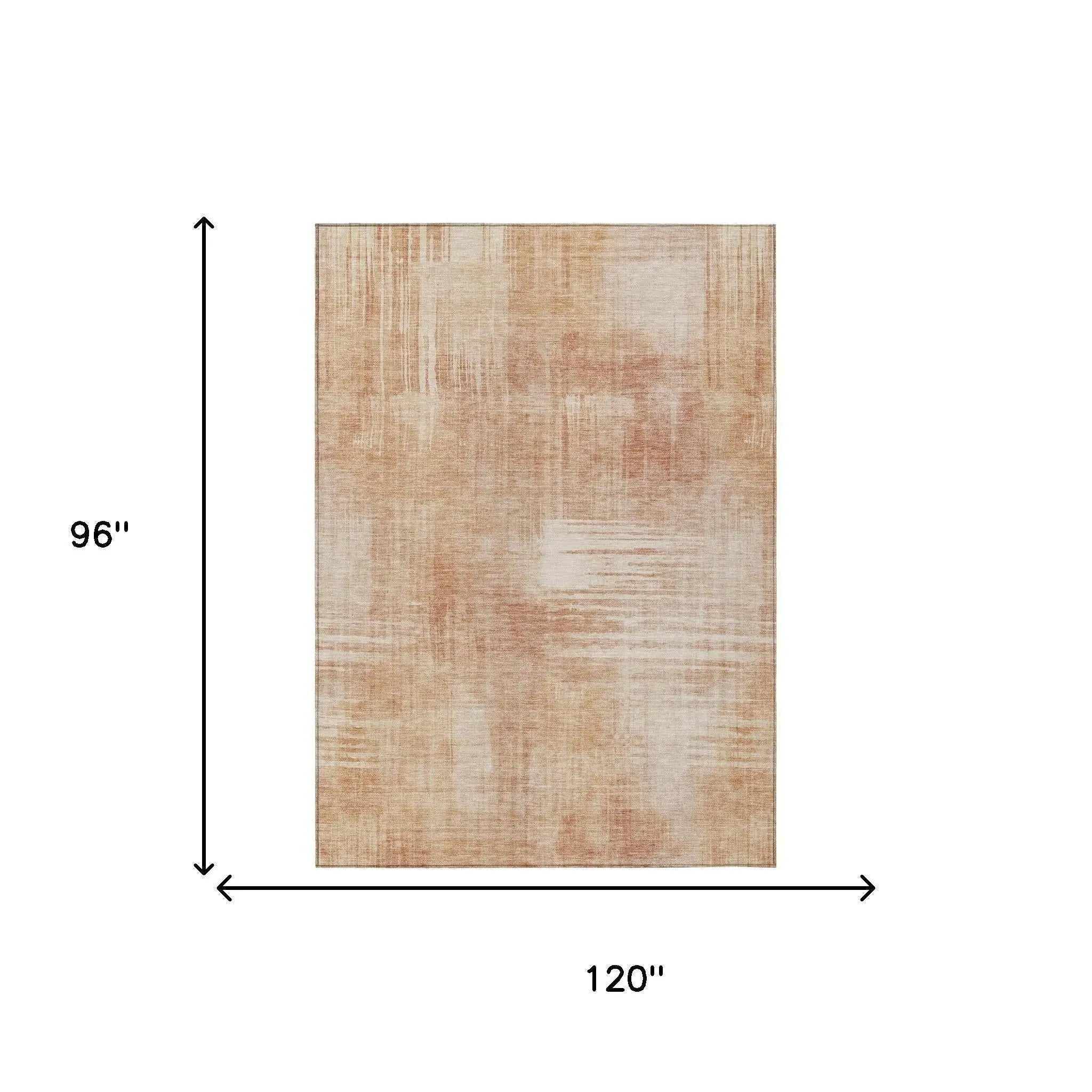 8' X 10' Copper And Orange Abstract Washable Indoor Outdoor Area Rug Homeroots Outdoor