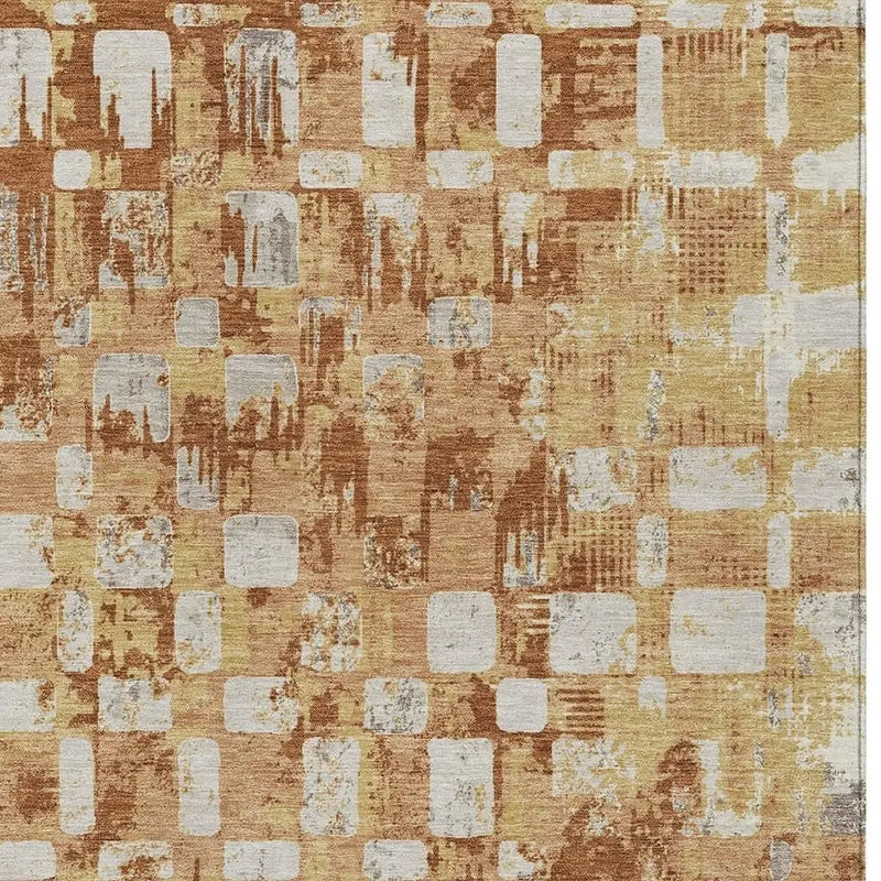 8' X 10' Copper And Orange Abstract Washable Indoor Outdoor Area Rug Homeroots Outdoor