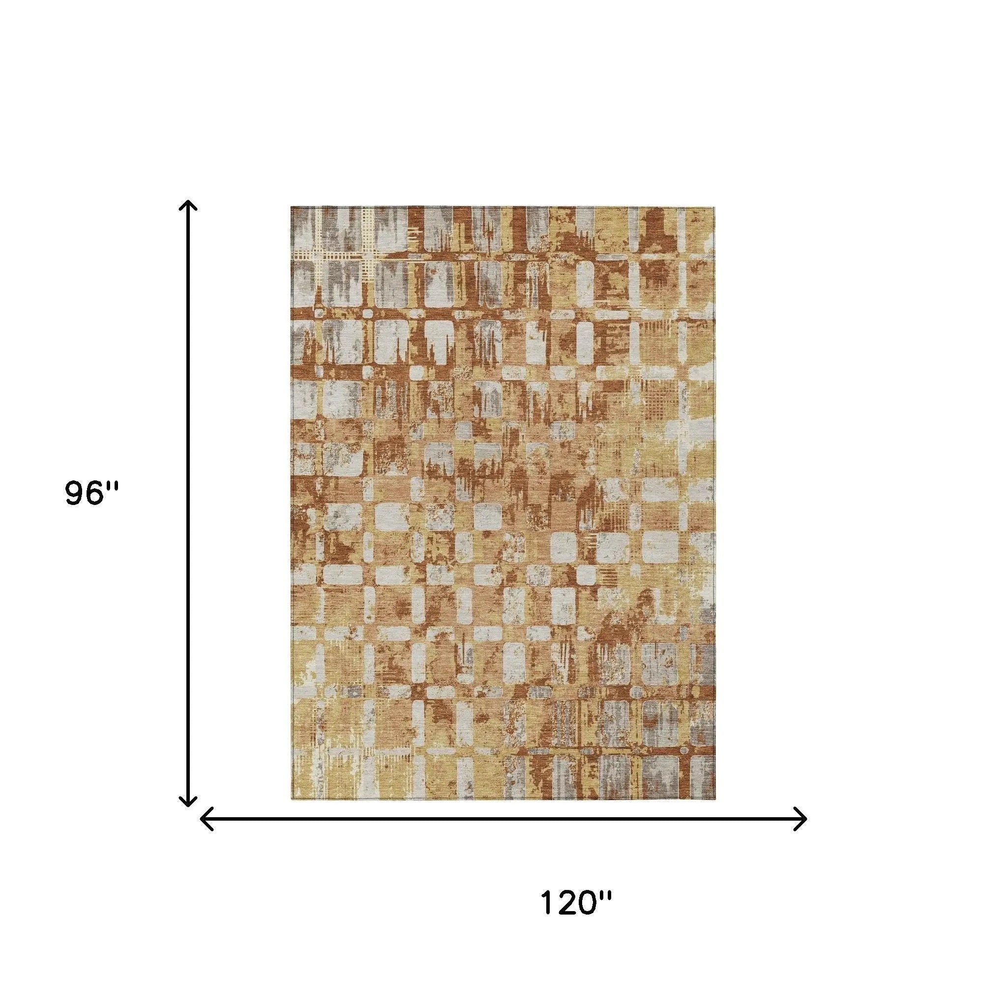 8' X 10' Copper And Orange Abstract Washable Indoor Outdoor Area Rug Homeroots Outdoor
