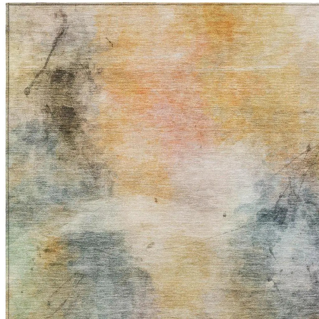 8' X 10' Copper And Orange Abstract Washable Indoor Outdoor Area Rug Homeroots Outdoor