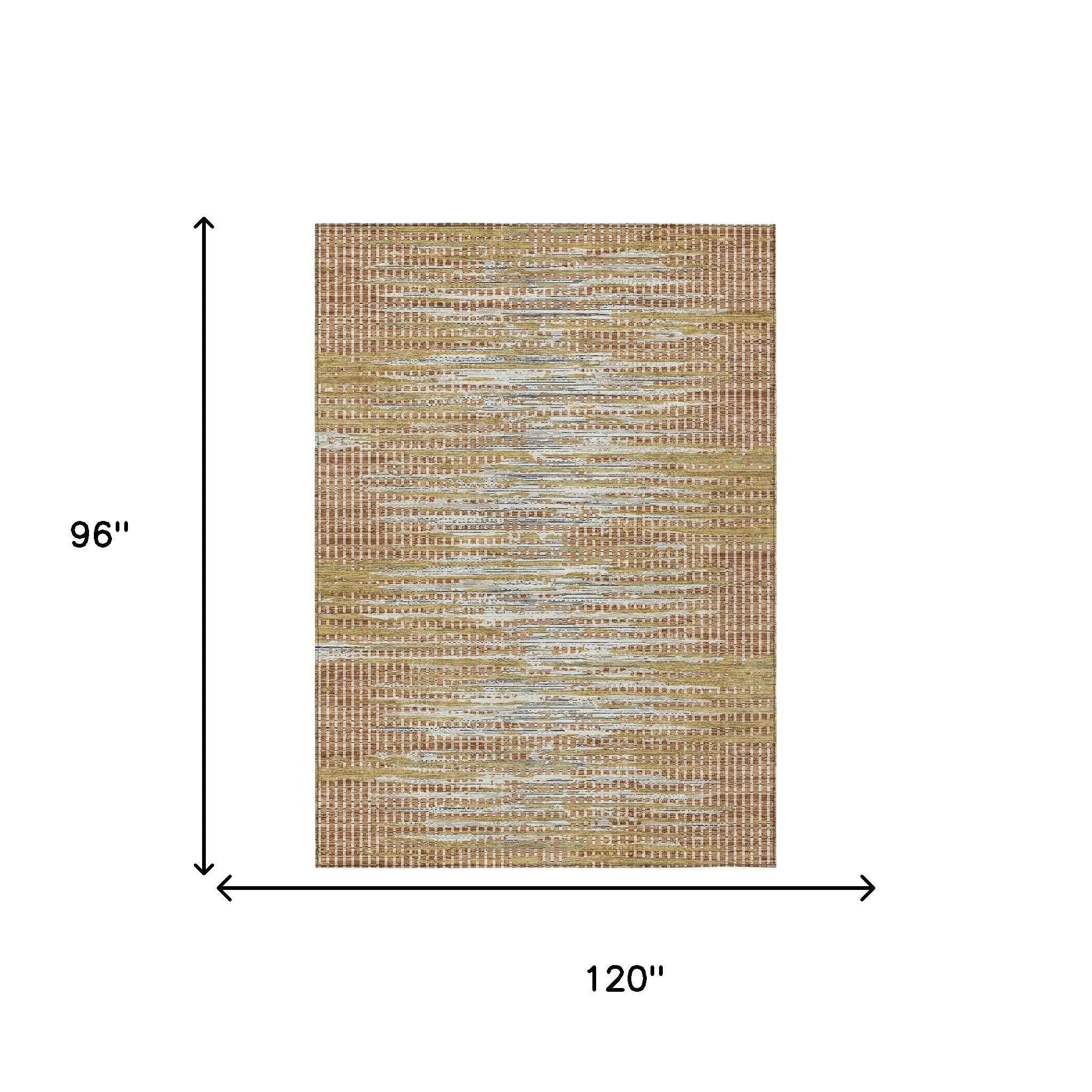 8' X 10' Copper And Orange Abstract Washable Indoor Outdoor Area Rug Homeroots Outdoor