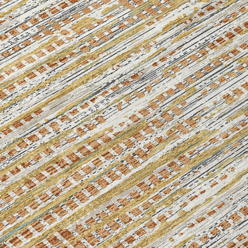8' X 10' Copper And Orange Abstract Washable Indoor Outdoor Area Rug Homeroots Outdoor