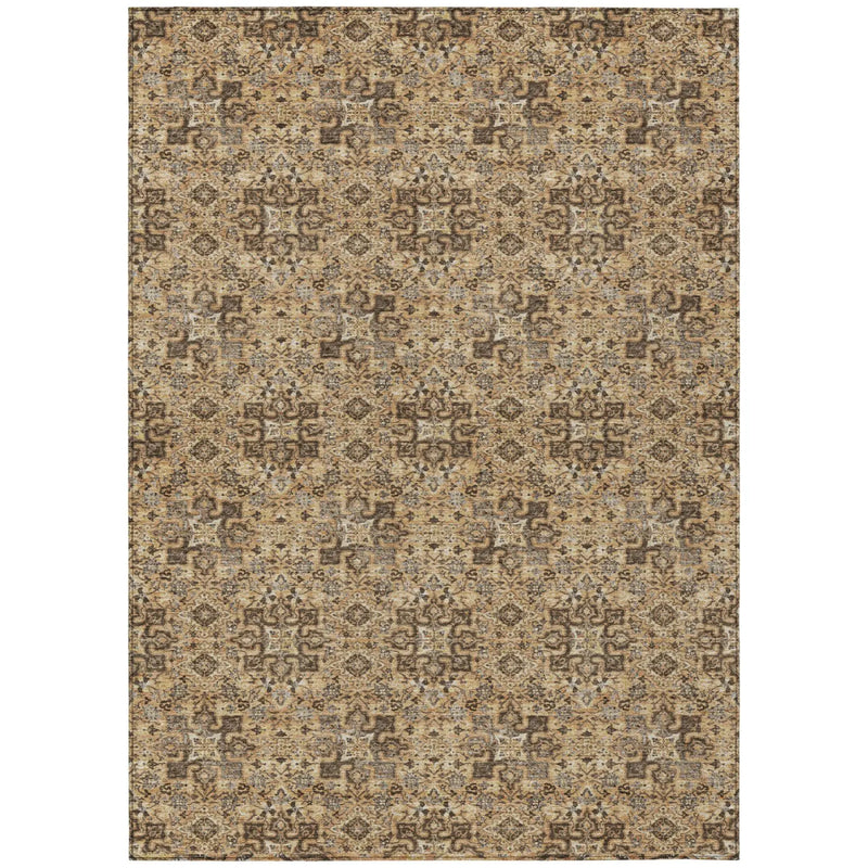 8' X 10' Copper And Orange Damask Washable Indoor Outdoor Area Rug Homeroots Outdoor