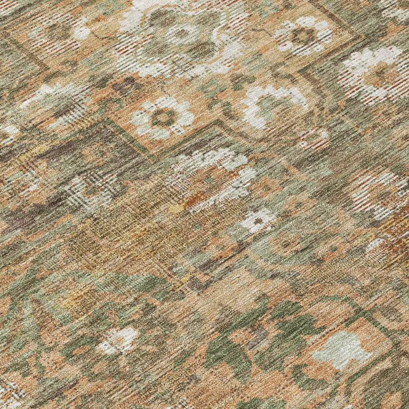 8' X 10' Copper And Orange Floral Medallion Washable Indoor Outdoor Area Rug Homeroots Outdoor