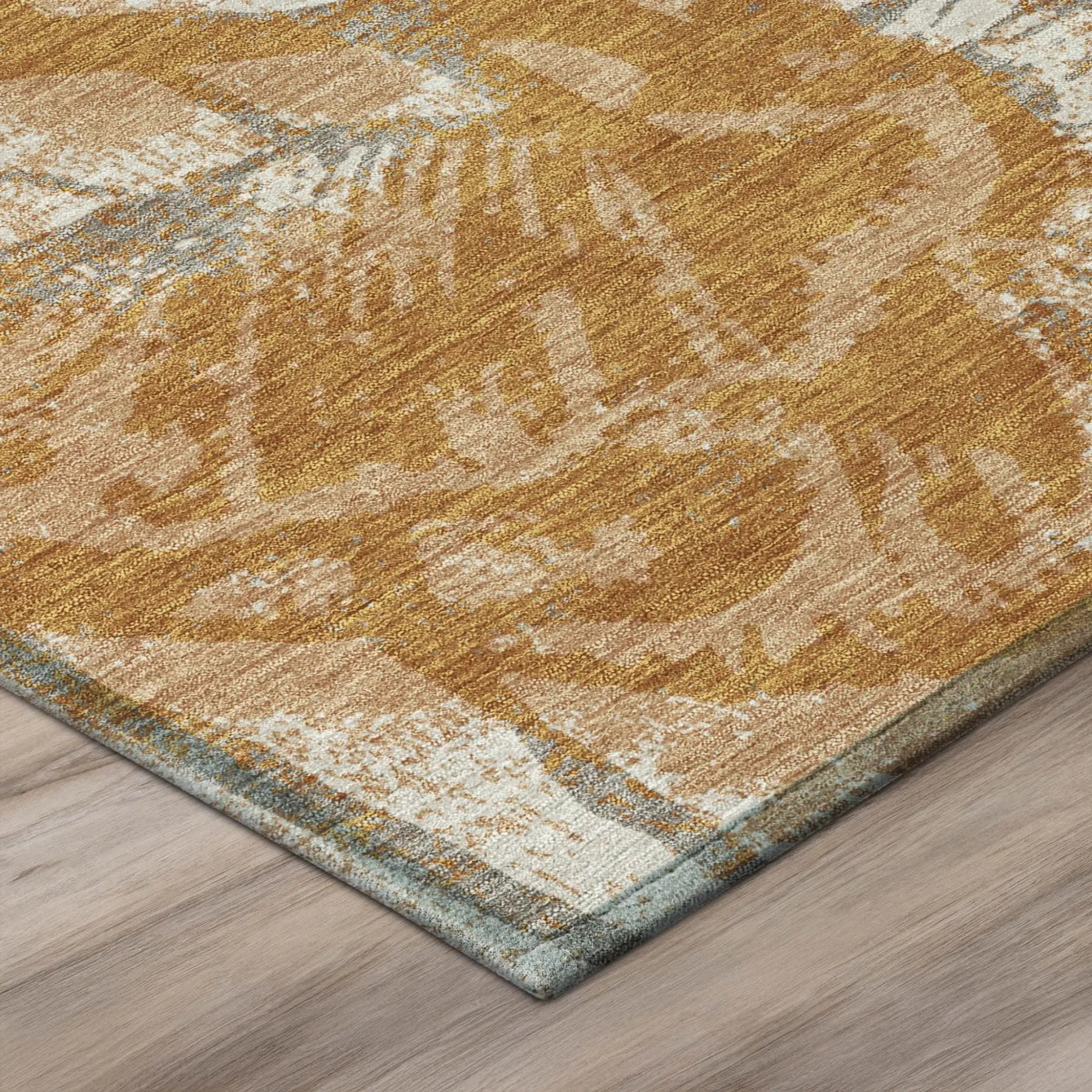 8' X 10' Copper And Orange Floral Washable Indoor Outdoor Area Rug Homeroots Outdoor