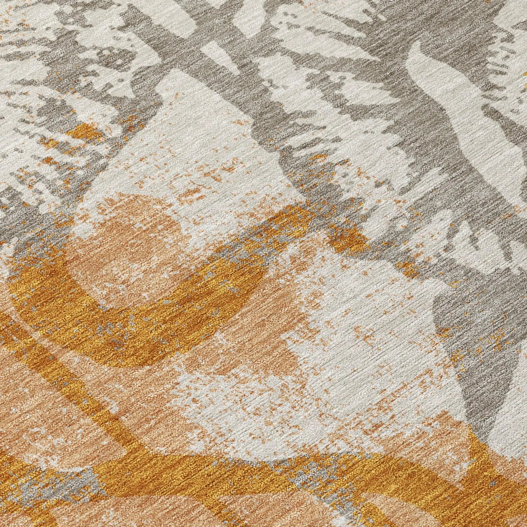 8' X 10' Copper And Orange Floral Washable Indoor Outdoor Area Rug Homeroots Outdoor