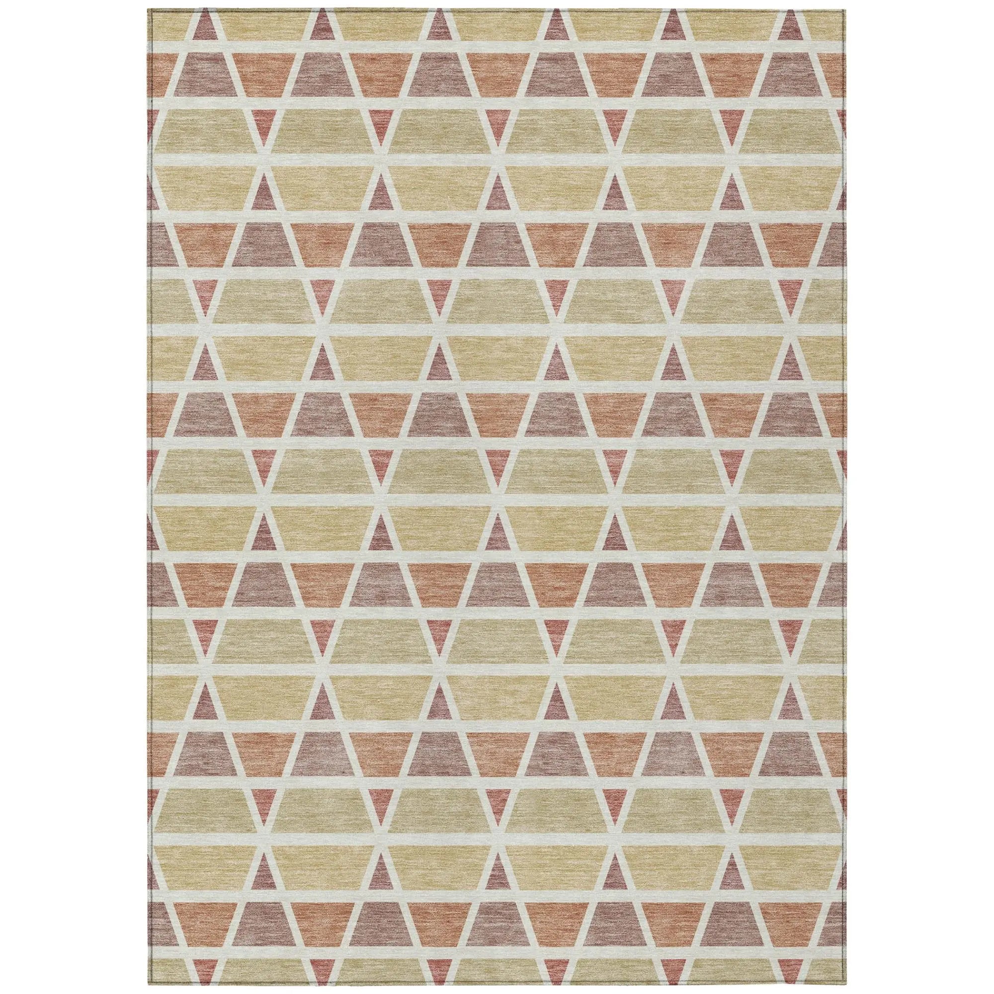 8' X 10' Copper And Orange Geometric Washable Indoor Outdoor Area Rug Homeroots Outdoor