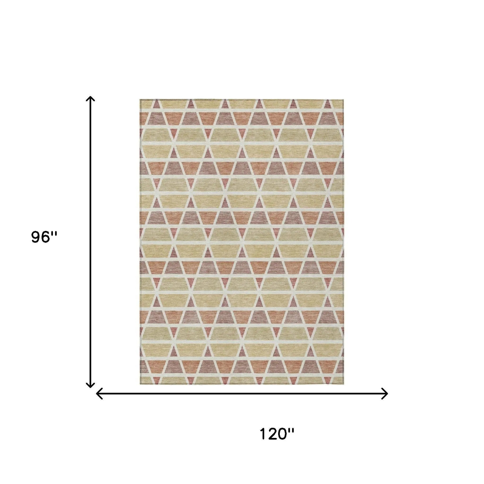 8' X 10' Copper And Orange Geometric Washable Indoor Outdoor Area Rug Homeroots Outdoor